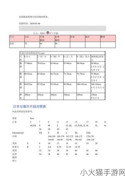 日本尺码与欧美尺码对照表-全面解析日本尺码与欧美尺码的完美对应关系